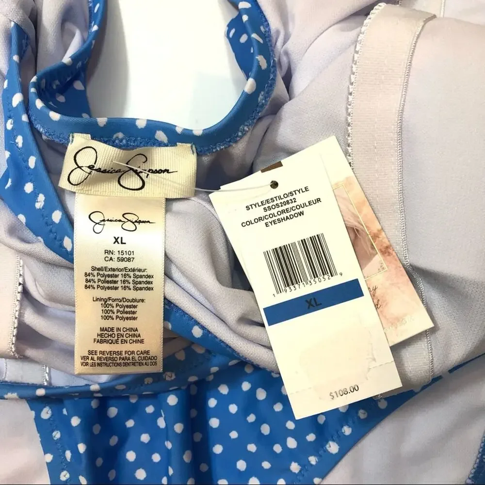 Jessica Simpson blue polka dot One-Piece Swimsuit